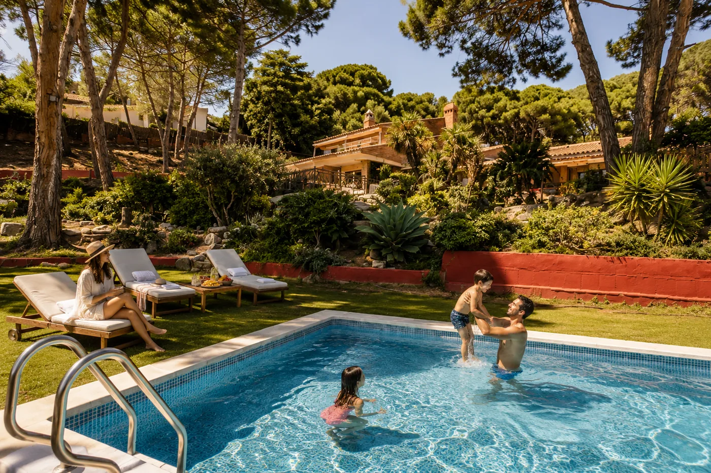 Familia disfrutando de una escapada privada en Villa Maresme